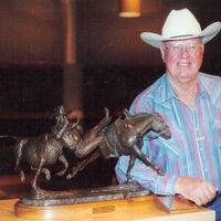 Legends of Rodeo - Big Jim and Ol' Blue by Edd Hayes - search and link Sculpture with SculptSite.com