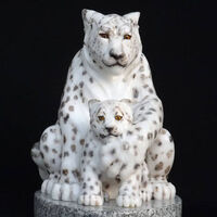 The Guardian (Snow Leopard and Kit) by Gerald Sandau - search and link Sculpture with SculptSite.com