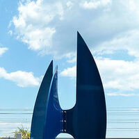 After the Race II-8ft Electric Blue by Gilbert Boro - search and link Sculpture with SculptSite.com