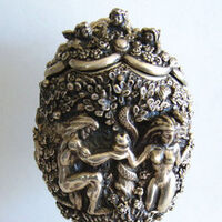Adam and Eva - Sterling Silver Egg by Tigran Sarkisyan - search and link Sculpture with SculptSite.com