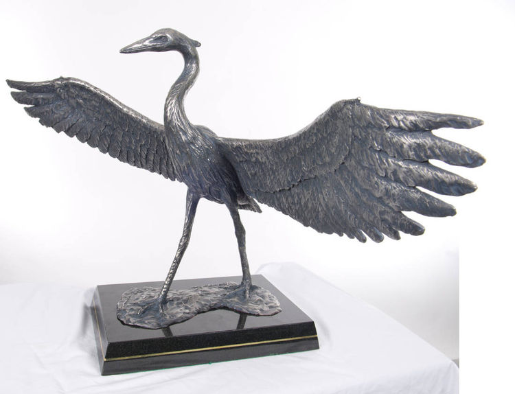 Wildlife Heron Hank by Edd Hayes - search and link Sculpture with SculptSite.com