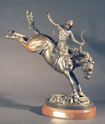 Legends of Rodeo - Casey Tibbs, Cap and Necktie by Edd Hayes - search and link Sculpture with SculptSite.com