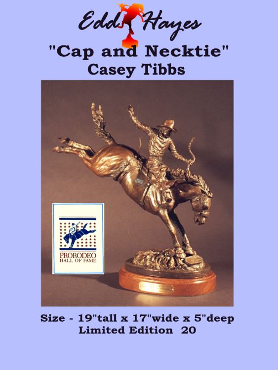 Legends of Rodeo - Casey Tibbs, Cap and Necktie by Edd Hayes - search and link Sculpture with SculptSite.com