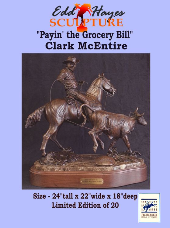 Legends of Rodeo - Clark McEntire, Paying the Grocery Bill by Edd Hayes - search and link Sculpture with SculptSite.com