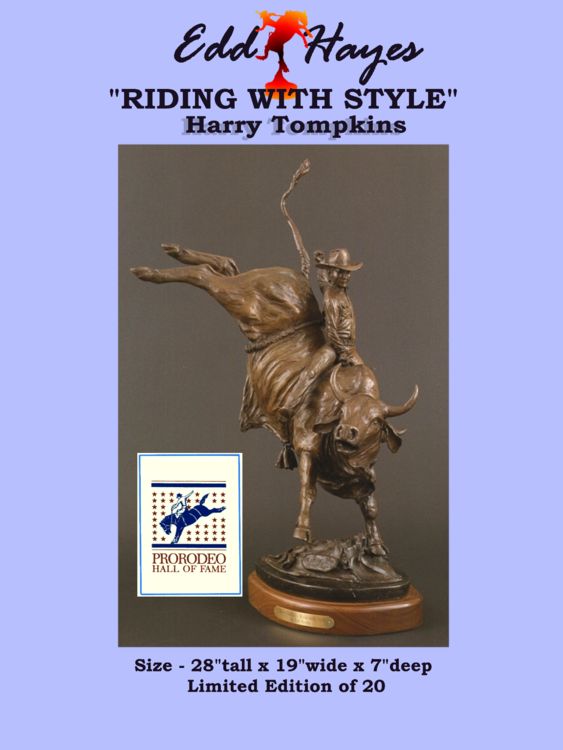 Legends of Rodeo - Harry Tompkins, Riding with Style by Edd Hayes - search and link Sculpture with SculptSite.com