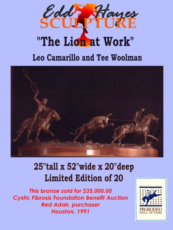 Legends of Rodeo - Leo Camarillo and Tee Woolman, The Lion at Work by Edd Hayes - search and link Sculpture with SculptSite.com