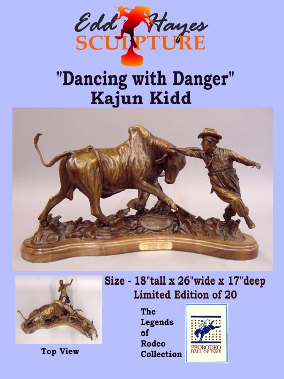 Legends of Rodeo - Kajun Kidd, Dancing with Danger by Edd Hayes - search and link Sculpture with SculptSite.com