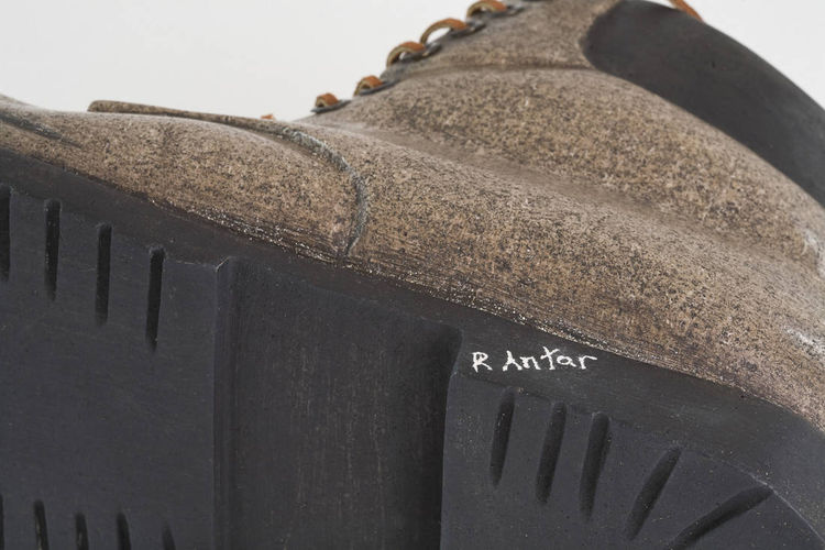 work boot with rivets dark brown by Robin Antar - search and link Sculpture with SculptSite.com