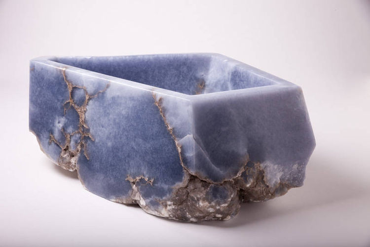 blue alabaster bowl by Robin Antar - search and link Sculpture with SculptSite.com