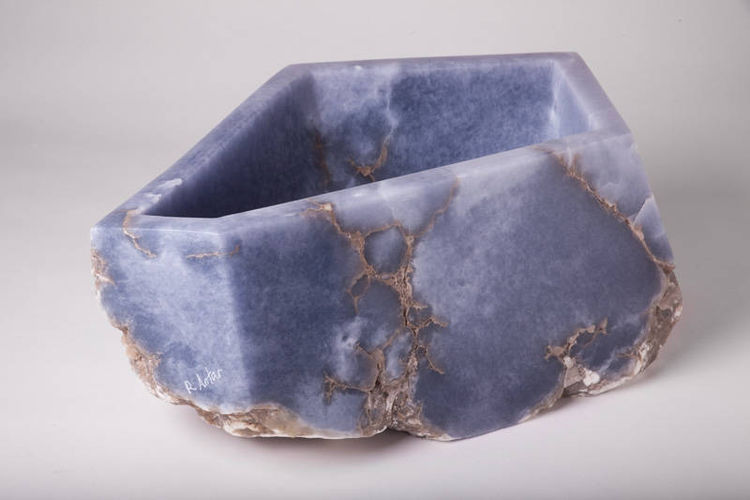 blue alabaster bowl by Robin Antar - search and link Sculpture with SculptSite.com