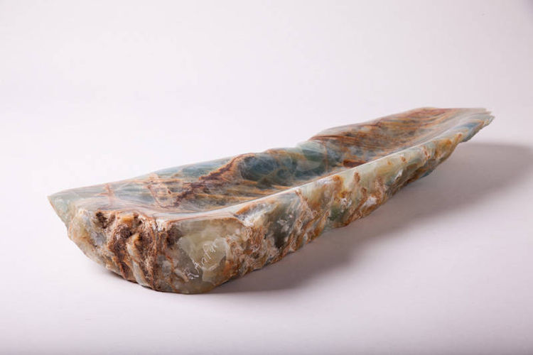 Blue onyx bowl, smaller one by Robin Antar - search and link Sculpture with SculptSite.com