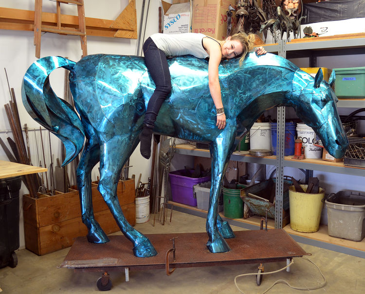 Big Blue Horse by Donald Gialanella - search and link Sculpture with SculptSite.com