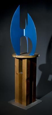 After the Race II I-32in Electric Blue by Gilbert Boro - search and link Sculpture with SculptSite.com