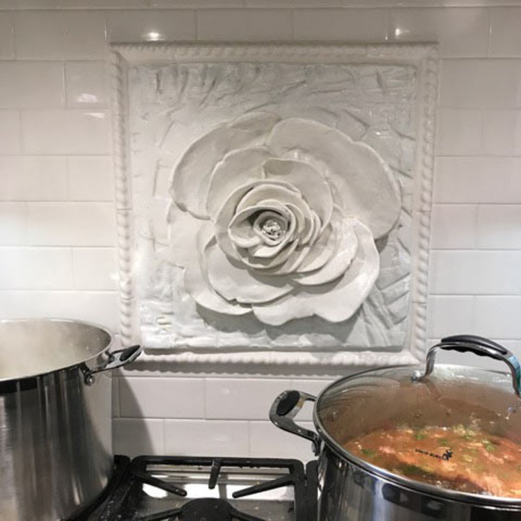 Camellia Tile by Carol Fleming - search and link Sculpture with SculptSite.com