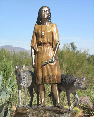 DAUGHTER WHO WALKS WITH WOLVES by J. Anne Butler - search and link Sculpture with SculptSite.com
