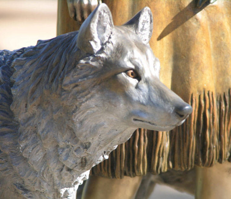 DAUGHTER WHO WALKS WITH WOLVES by J. Anne Butler - search and link Sculpture with SculptSite.com