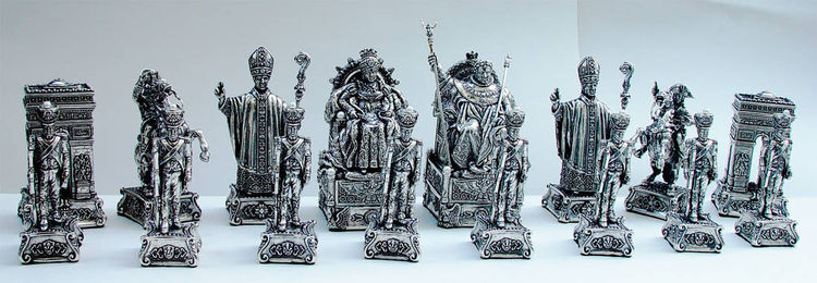 Tigrani Napoleon silver chess set by Tigran Sarkisyan - search and link Sculpture with SculptSite.com