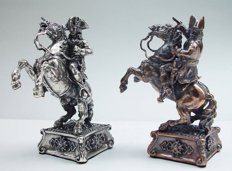 Tigrani Napoleon silver chess set by Tigran Sarkisyan - search and link Sculpture with SculptSite.com