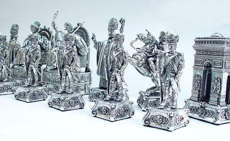 Tigrani Napoleon silver chess set by Tigran Sarkisyan - search and link Sculpture with SculptSite.com