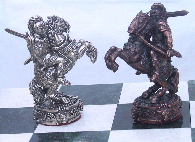 Armenian Historical  Silver Chess  Set by Tigran Sarkisyan - search and link Sculpture with SculptSite.com