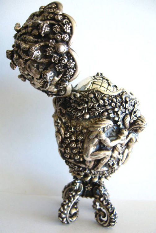 Adam and Eva - Sterling Silver Egg by Tigran Sarkisyan - search and link Sculpture with SculptSite.com